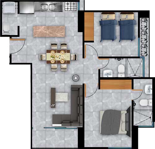 Apartamento de 2 habitaciones disponible para compra inmediata