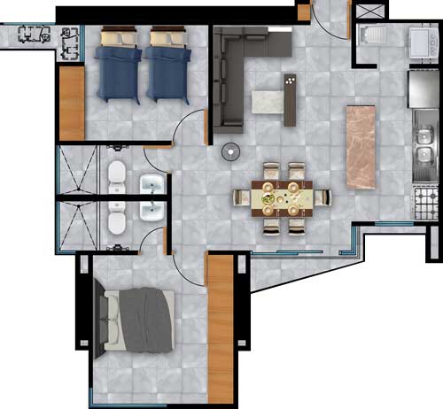 apartamento en venta de 2 habitaciones